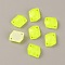 36Pcs Fluorescence Glass Connector Charms, Faceted Irregular Rhombus Shape, Green Yellow, 10x8x3.5mm, Hole: 1mm