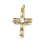 Brass Micro Pave Clear Cubic Zirconia Pendants, Cross Charms, Long-Lasting Plated, Rack Plating, Lead Free & Cadmium Free, with Jump Ring, Real 18K Gold Plated, 23x15.5x3.5mm, Hole: 3mm