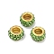 Alloy Rhinestone Clay Pave Beads, Rondelle, Sea Green, 11.5x6.5mm, Hole: 5mm
