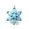 Brass Micro Pave Cubic Zirconia Pendants, Flower Charms, Platinum, 11x8x3.5mm, Hole: 1mm