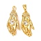 Brass Pave Cubic Zirconia Pendants, Palm Charms, Golden, 31.5x14.5x7mm, Hole: 7x4mm