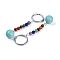Gemstone Keychain, with Iron Rings, 95~96mm