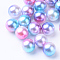 Rainbow Acrylic Imitation Pearl Beads, Gradient Mermaid Pearl Beads, No Hole, Round, Deep Sky Blue, 5mm, about 8530pcs/500g