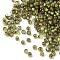 Electroplated Glass Beads, Round, Golden Plated, Yellow Green, 2x1.5mm, Hole: 0.7mm, 700pcs/set