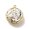 Natural Howlite Chip Pendants, with Rack Plating Real 18K Gold Plated Brass Findings, Round, Cadmium Free & Nickel Free & Lead Free, 24x20x10~13mm, Hole: 1.8mm