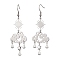 Brass & 304 Stainless Steel Dangle Earrings, Cloud, Stainless Steel Color, 73x25mm