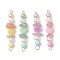 4Pcs 4 Colors Acrylic Pearl & Natural Green Aventurine & Natural Sunstone & Cherry Quartz Glass & Natural Ametrine Gemstone Chip Heart Connector Charms, with 304 Stainless Steel Double Loops, Golden, 43x8.5~9x6~8mm, Hole: 1.6mm & 2.9x2.5mm, 1pc/color