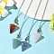 Cone Natural Red Agate & Blue Spot Jasper & Rose Quartz & Green Aventurine Pointed Dowsing Pendulums, with 304 Stainless Steel Chain, 223~226mm