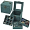 3 Layer Hand-Held Flocking Jewelry Storage Boxes, Large Capacity Jewelry Organizer Cases for Rings Earrings Bracelets, Square, Sea Green, 12x12x12cm