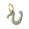 304 Stainless Steel Enamel Charms, with Jump Ring, Ion Plating(IP), Golden, Letter U, 10x10x1mm, jump ring: 6x0.8mm, 4.5mm inner diameter
