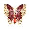 304 Stainless Steel Enamel with Rhinestone Pendants, Butterfly Charms, PVD Vacuum Plating, Real 18K Gold Plated, Red, 42.5x45x6mm, Hole: 5.5x4mm