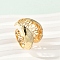 Brass Micro Pave Clear Cubic Zirconia Open Cuff Rings for Women, Real 18K Gold Plated, 21.5mm,  Inner Diameter: Adjustable
