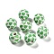 St. Patrick's Day Series Printed Schima Wood European Beads, Heart, 15.5~16x15mm, Hole: 4mm