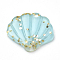 Resin Paillette Pendants, Shell, Sky Blue, 20x22x3mm, Hole: 1.6mm