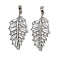 Rack Plating Brass Clear Cubic Zirconia Pendants, Long-Lasting Plated, Leaf Charms, Platinum, 40x19.5x4mm, Hole: 5x3mm
