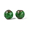 Handmade Gold Sand Lampwork Beads, Round, Green, 10mm, Hole: 1.4mm