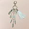 Alloy Feather Keychains, with Tassel, White, 17.2x6cm