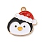 Alloy Enamel Pendants, Christmas Themes Charms, Golden, Penguin, 22.5x22x1.2mm, Hole: 2mm