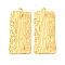 Ion Plating(IP) 304 Stainless Steel Pendants, Rectangle Charm, Textured, Real 18K Gold Plated, 49x21x2mm, Hole: 2mm