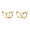 Brass Micro Pave Clear Cubic Zirconia Pendants, Heart, Real 18K Gold Plated, 12.5x17.5x2.5mm, Hole: 1mm