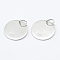925 Sterling Silver Pendants, Flat Round Charms, with 925 Stamp, Silver, 10x0.6mm, Hole: 3mm