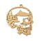 304 Stainless Steel Pendants, Skull with Tree Charm, Laser Cut, Ion Plating(IP), Real 18K Gold Plated, 38.5x31.5x1.5mm, Hole: 2mm