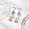 Chakra Natural Quartz Crystal & Rose Quartz & South Red Agate & Amethyst & Topaz Jade & Green Aventurine & Synthetic Turquoise Dangle Earrings, with 304 Stainless Steel Earring Hooks and Lotus Alloy Charms, Antique Silver & Stainless Steel Color, 62~63x13.5mm