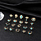 20Pcs Bohemian Style Alloy with Resin Cuff Rings, Rhombus/Oval/Flower, Golden, Inner Diameter: 14~16mm