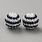 Resin Rhinestone Beads, Round with Stripe Pattern, for DIY Pen Making Jewelry Supplies, Jet, 20x19mm, Hole: 2.5mm