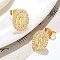Oval with Virgin Mary Brass Micro Pave Clear Cubic Zirconia Stud Earrings, Long-Lasting Plated, Golden, 14.5x10.5mm