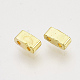 電気めっきガラスシードビーズ  2穴  長方形  黄金メッキ  4.5~5.5x2x2~2.5mm  穴：0.5~0.8mm SEED-S023-20B-06-2
