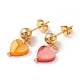 Synthetic Shell Heart Pendant Double Layer Necklaces and Dangle Stud Earrings SJEW-F217-05A-G-5