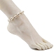 Fußkettchen aus geflochtenen Perlen aus Naturmuschel mit synthetischen türkisfarbenen Perlen AJEW-AN00561-01-3