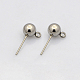 304 Stainless Steel Stud Earring Findings STAS-N019-19-4mm-1