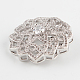 Flower Brass Micro Pave Clear Cubic Zirconia Brooches ZIRC-P003-14-2