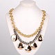 Trendy Women's Brass Rhinestone Bib Necklaces NJEW-JL048-2
