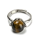 天然と合成の混合宝石ラウンド調節可能なリング  プラチナ真鍮リング  usサイズ7 1/4(17.5mm) RJEW-G290-02P-3