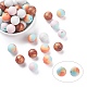 PandaHall Elite 40Pcs 4 Color Tri-color Food Grade Eco-Friendly Silicone Beads SIL-PH0001-03-2