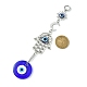 Décorations pendantes en lampadaire mauvais œil bleu HJEW-JM01565-2