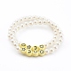 Pulseras de cuentas elásticas de perlas de imitación de acrílico redondas para niños BJEW-JB05946-2
