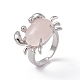 Открытое кольцо-манжета с крабом из натурального розового кварца RJEW-I090-01P-02-4