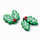 樹脂カボション  不透明な  クリスマステーマ  クリスマスヒイラギ  レッド  グリーン  23x26x6mm X-RESI-R429-33-3