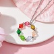 Colliers à pendentif en anneau de perles acryliques colorées NJEW-JN04596-02-3