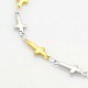 Two Tone Religious Catholic Jewelry 304 Stainless Steel Cross Link Chain Bracelets STAS-O036-09M-2