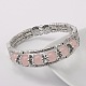 Style tibétain bracelets de pierres précieuses antiquités alliage d'argent rose naturelle quartz BJEW-JB01649-03-1