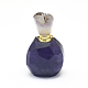 天然アメジスト開閉式香水瓶ペンダント  真鍮のパーツとガラスのエッセンシャルオイルのボトル  39~50x26~29x16~21mm  穴：1.2mm  ガラス瓶容量：3ml（0.101液量オンス）  宝石の容量：1ml（0.03液量オンス） G-E556-20J-2