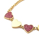 Bracelet à maillons coeur en strass rose BJEW-E091-04G-2