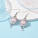 Pendientes colgantes redondos de perlas de imitación de plástico ABS EJEW-JE05489-3