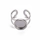 201 Stainless Steel Cuff Pad Ring Settings X-STAS-S080-040A-P-2