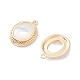 Rack Plating Brass Oval Charms with Shell KK-A183-25G-2